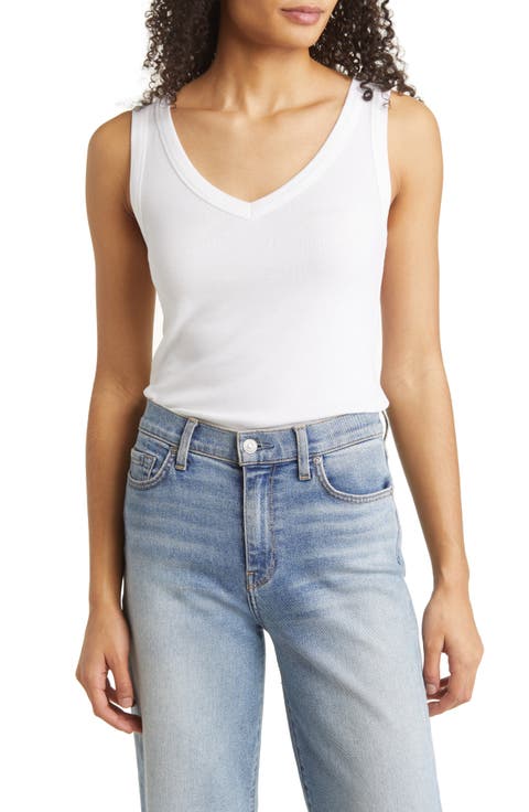 V-Neck Cotton Blend Tank Top