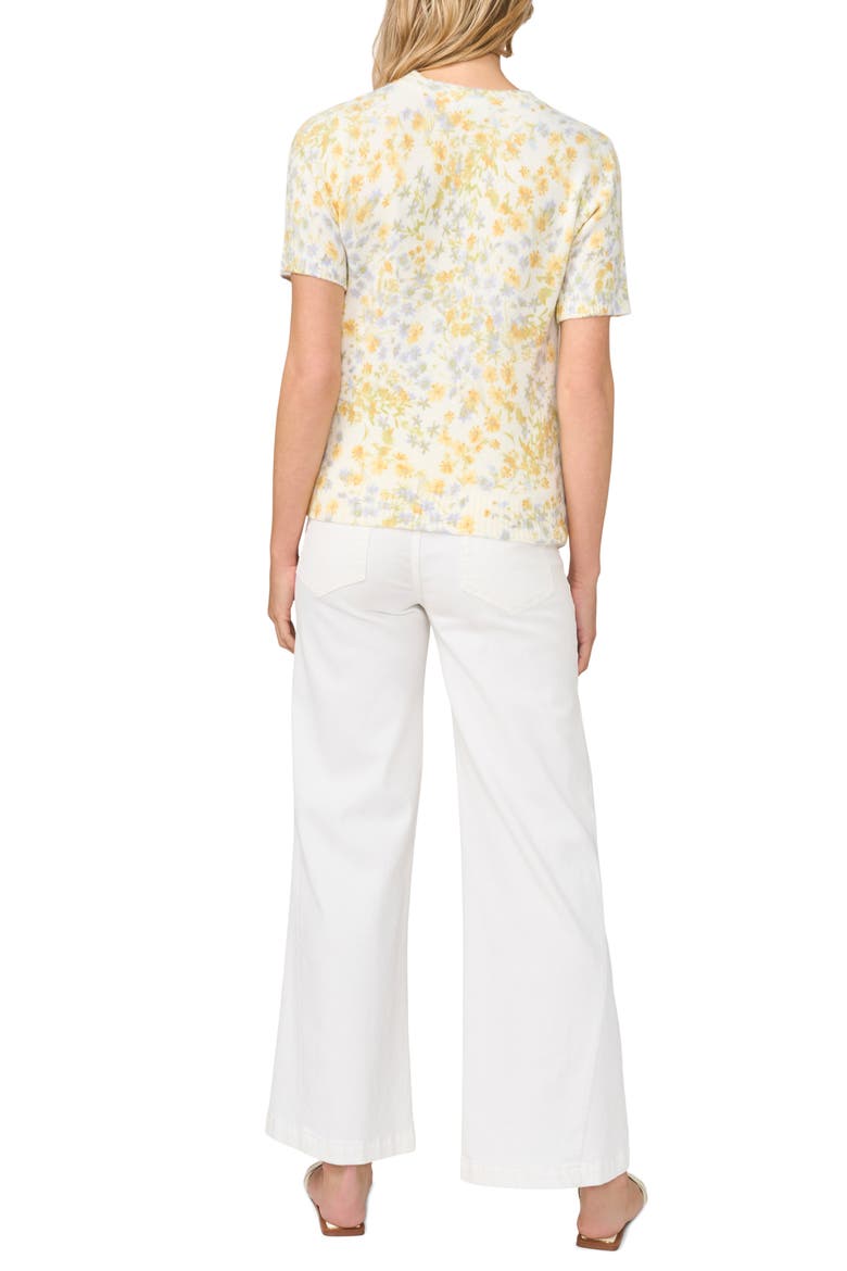 Floral Print Short Sleeve Sweater, Alternate, color, NEW IVORY