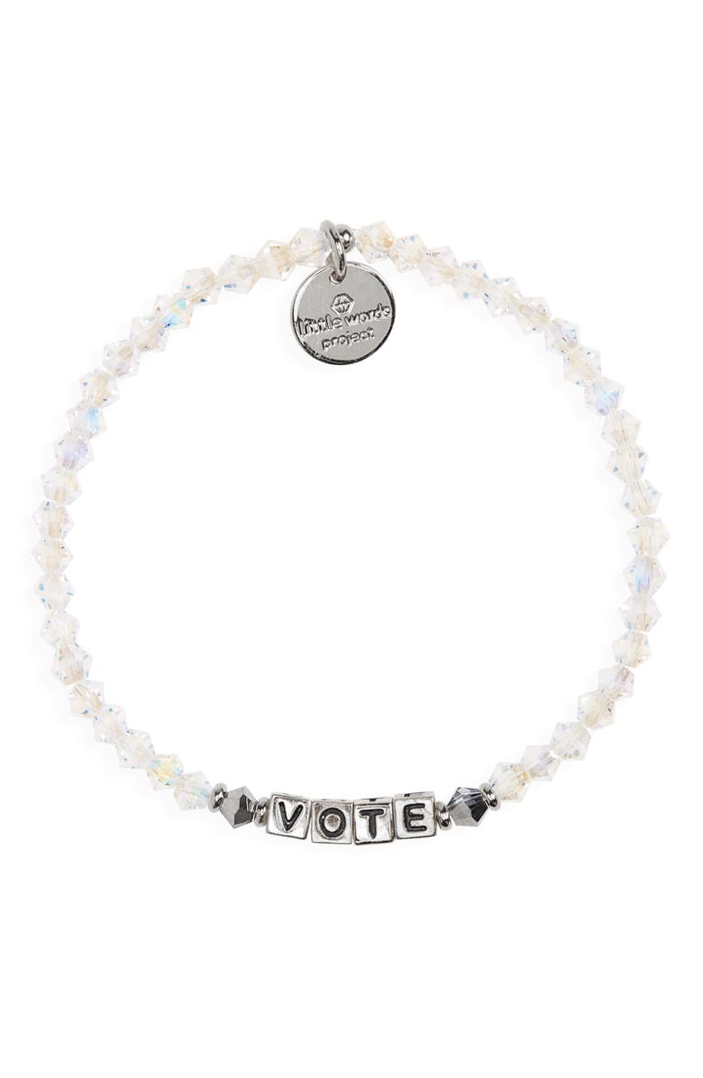 Little Words Project Vote Beaded Stretch Bracelet, Main, color, 