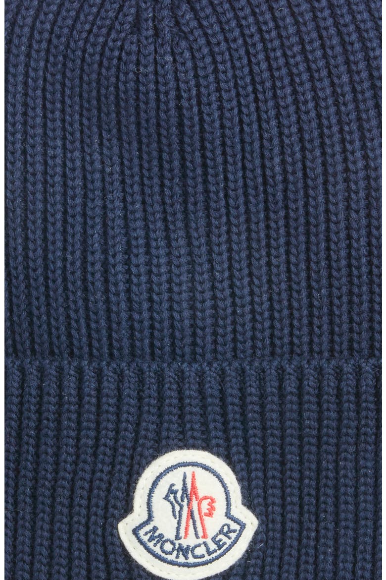 Logo Patch Cotton Rib Beanie, Alternate, color, NAVY