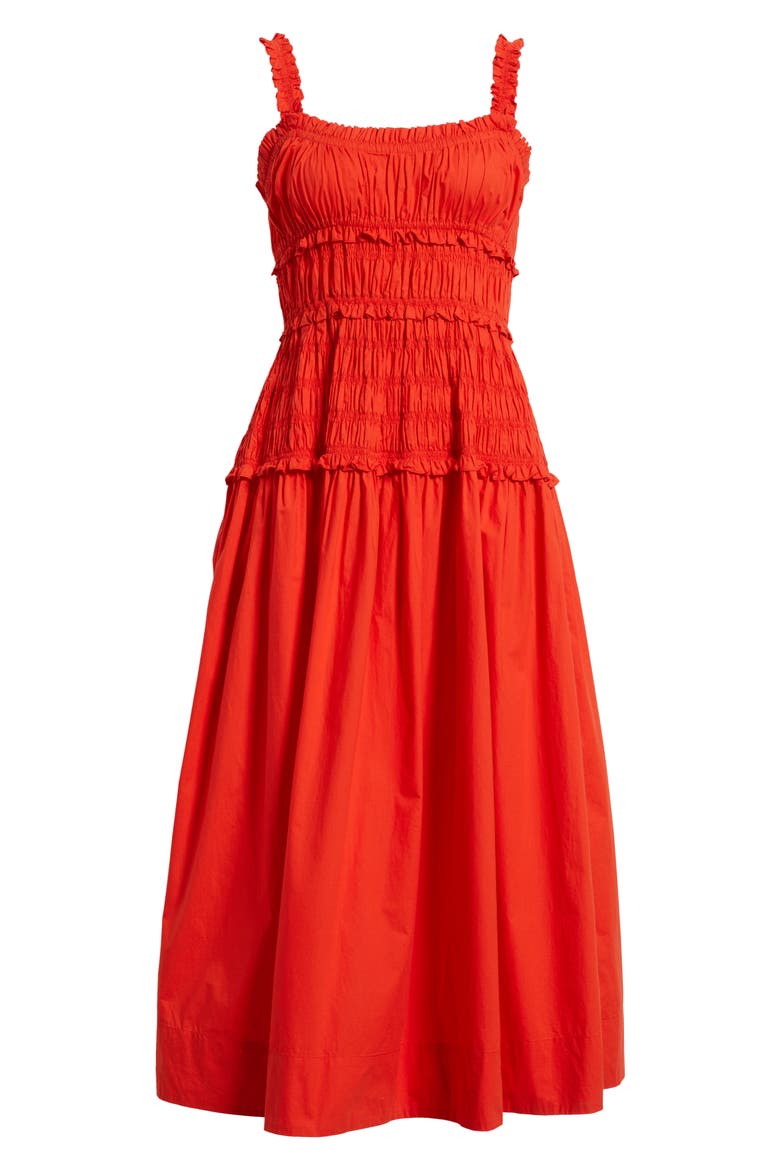 Marianne Organic Cotton Poplin Midi Dress, Alternate, color, CARMINE
