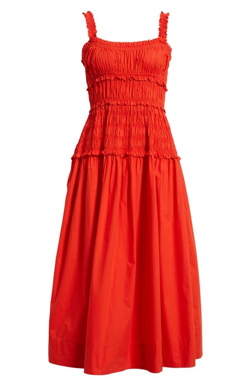 Doen Marianne Shirred Cotton-poplin Midi Dress