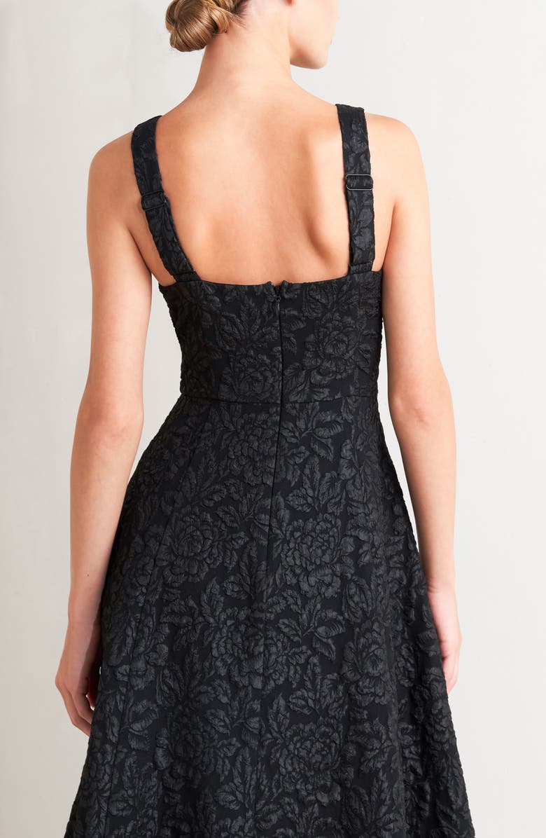 FREEMARKET Floral Jacquard Midi Cocktail Dress, Alternate, color, Black