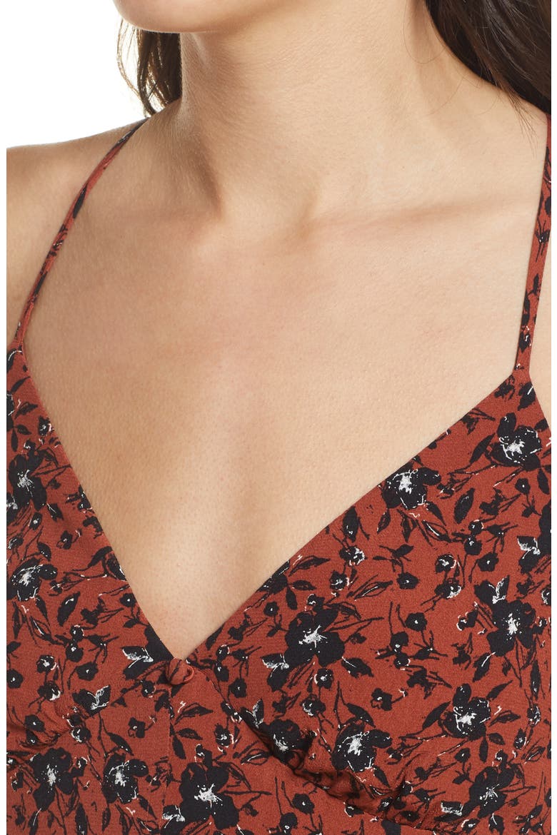 Cami Front Button Maxi dress, Alternate, color, RUST WATERCOLOR FLORAL