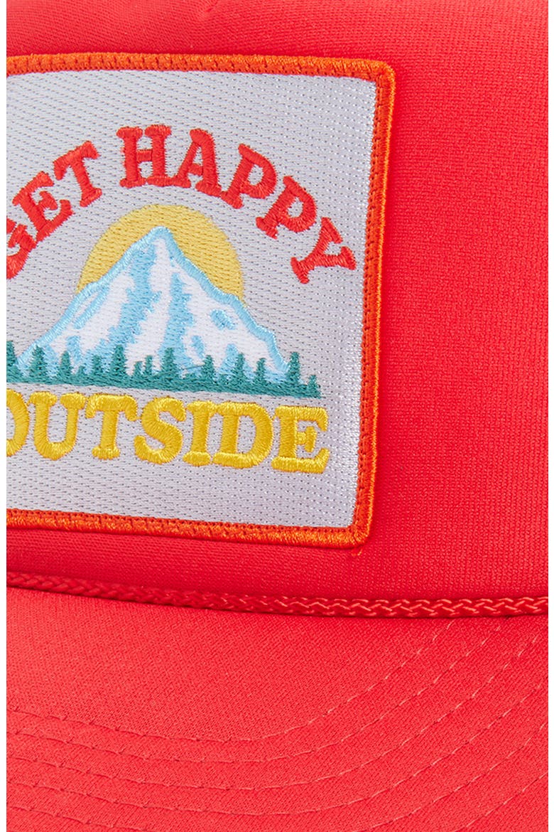 Get Happy Outside Trucker Hat, Alternate, color, RED