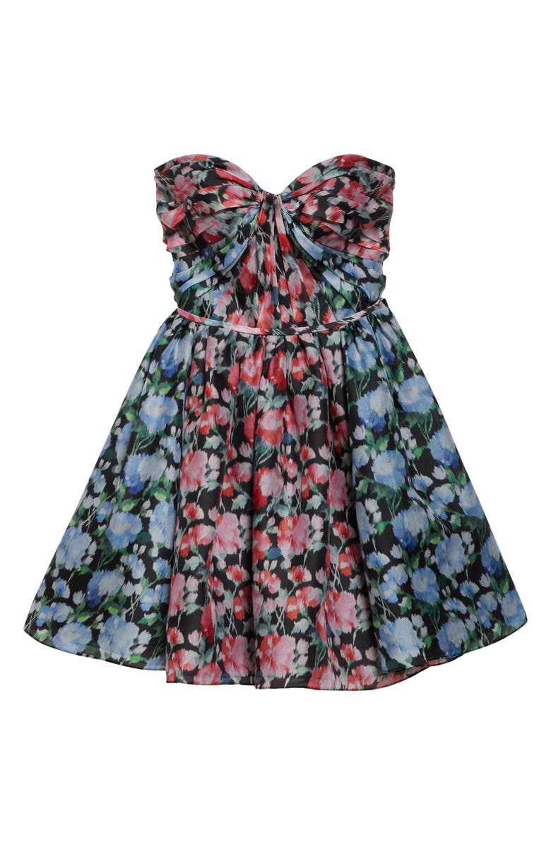 Carolina Herrera Gathered Sweetheart Strapless Silk Crepe Minidress, Alternate, color, Multi Floral