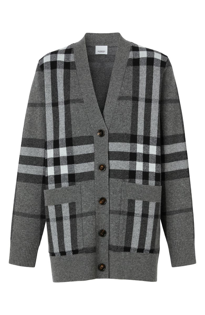 Burberry Willah Check Wool & Cashmere Cardigan, Alternate, color,