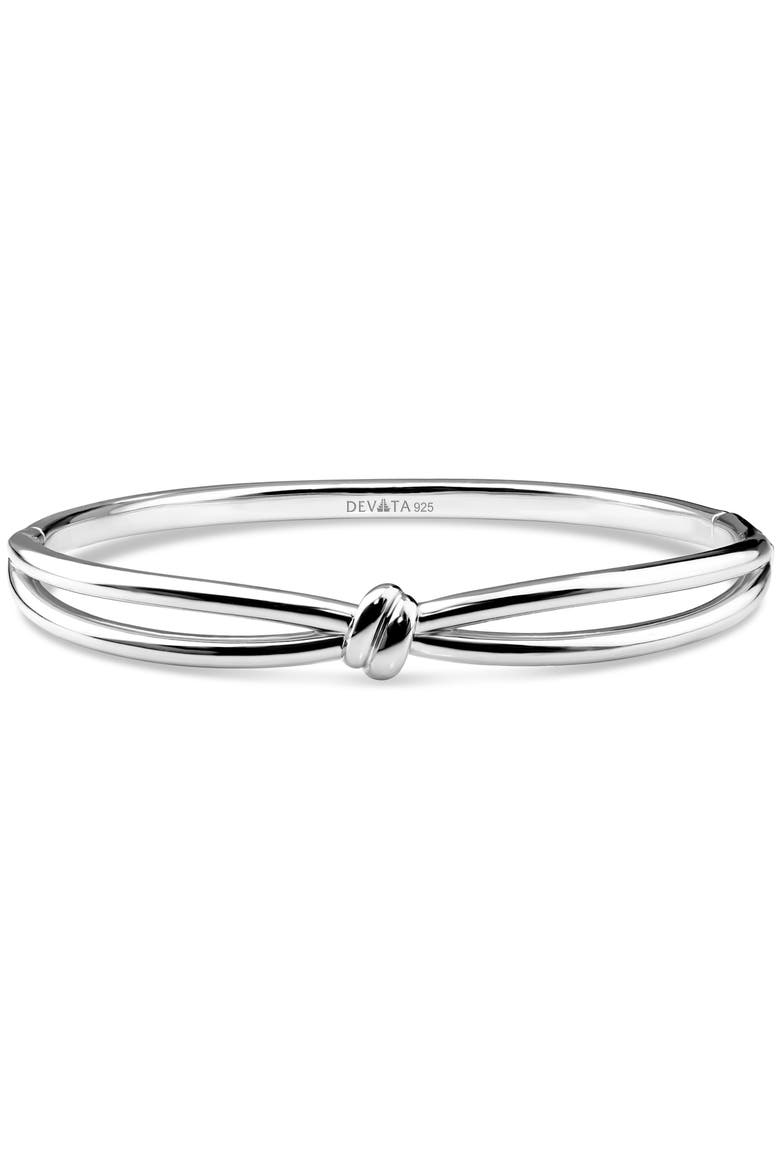 Love Knot Bangle Bracelet in Rhodium Plated Sterling Silver, 8mm, Main, color, Silver