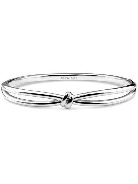 Love Knot Bangle Bracelet in Rhodium Plated Sterling Silver, 8mm