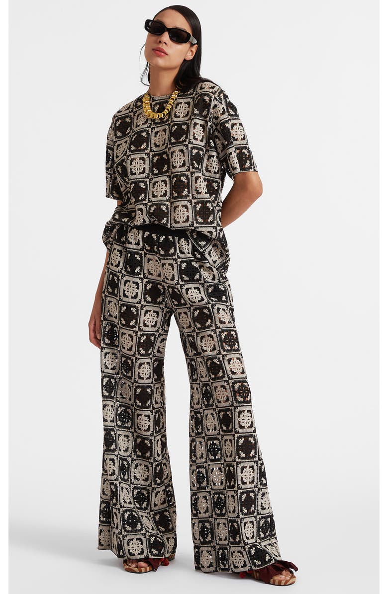 La DoubleJ Palazzo Pants, Main, color, Mini Tiles Macrame
 Black