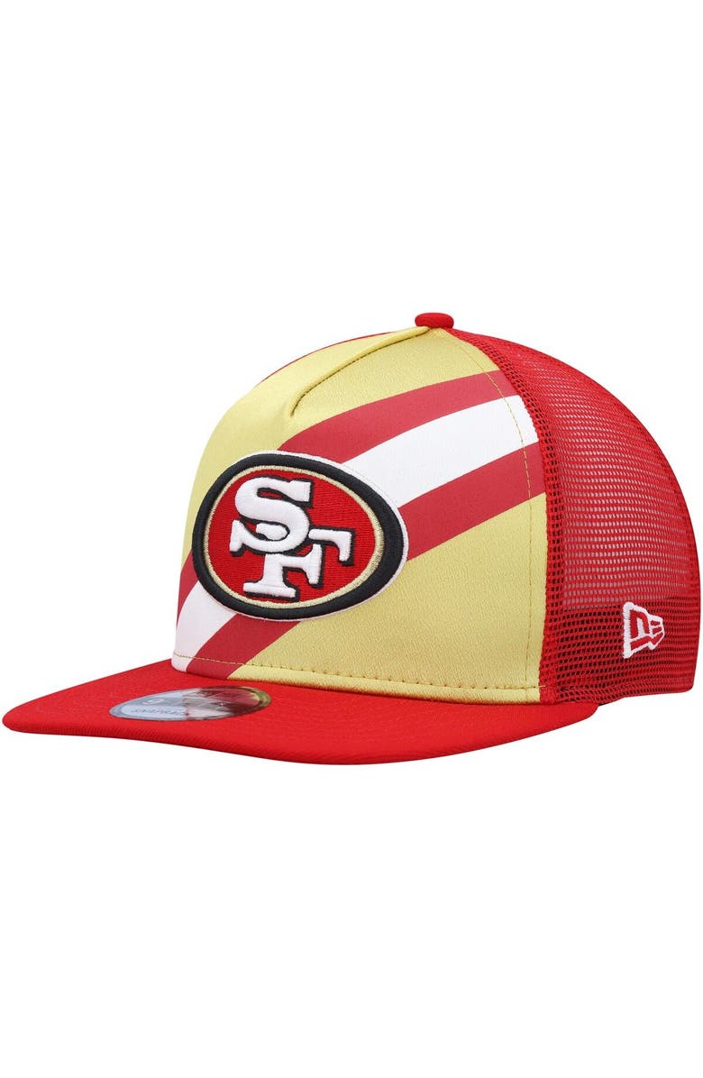 New Era Men's New Era Gold/Scarlet San Francisco 49ers Uniform Stripe 9FIFTY Snapback Hat, Main, color, 