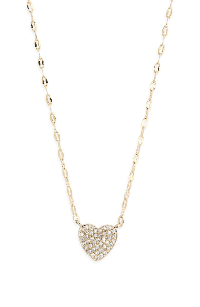 NORDSTROM RACK Pavé Cubic Zirconia Heart Pendant Necklace, Alternate, color, Clear- Gold