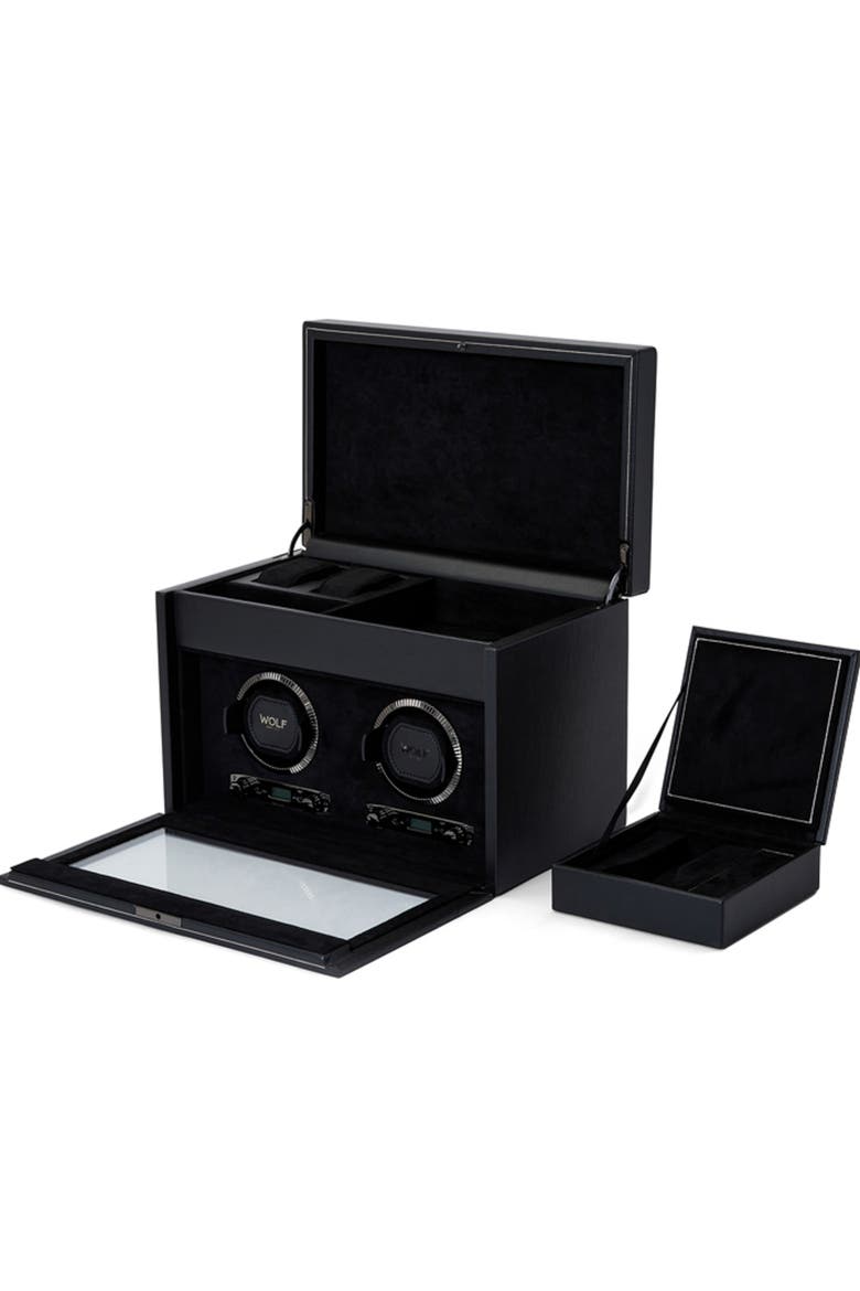 British Racing Double Watch Winder with Storage, Alternate, color, Black