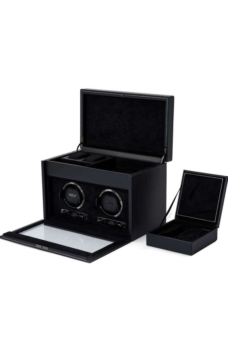 WOLF British Racing Double Watch Winder with Storage, Alternate, color, Black
