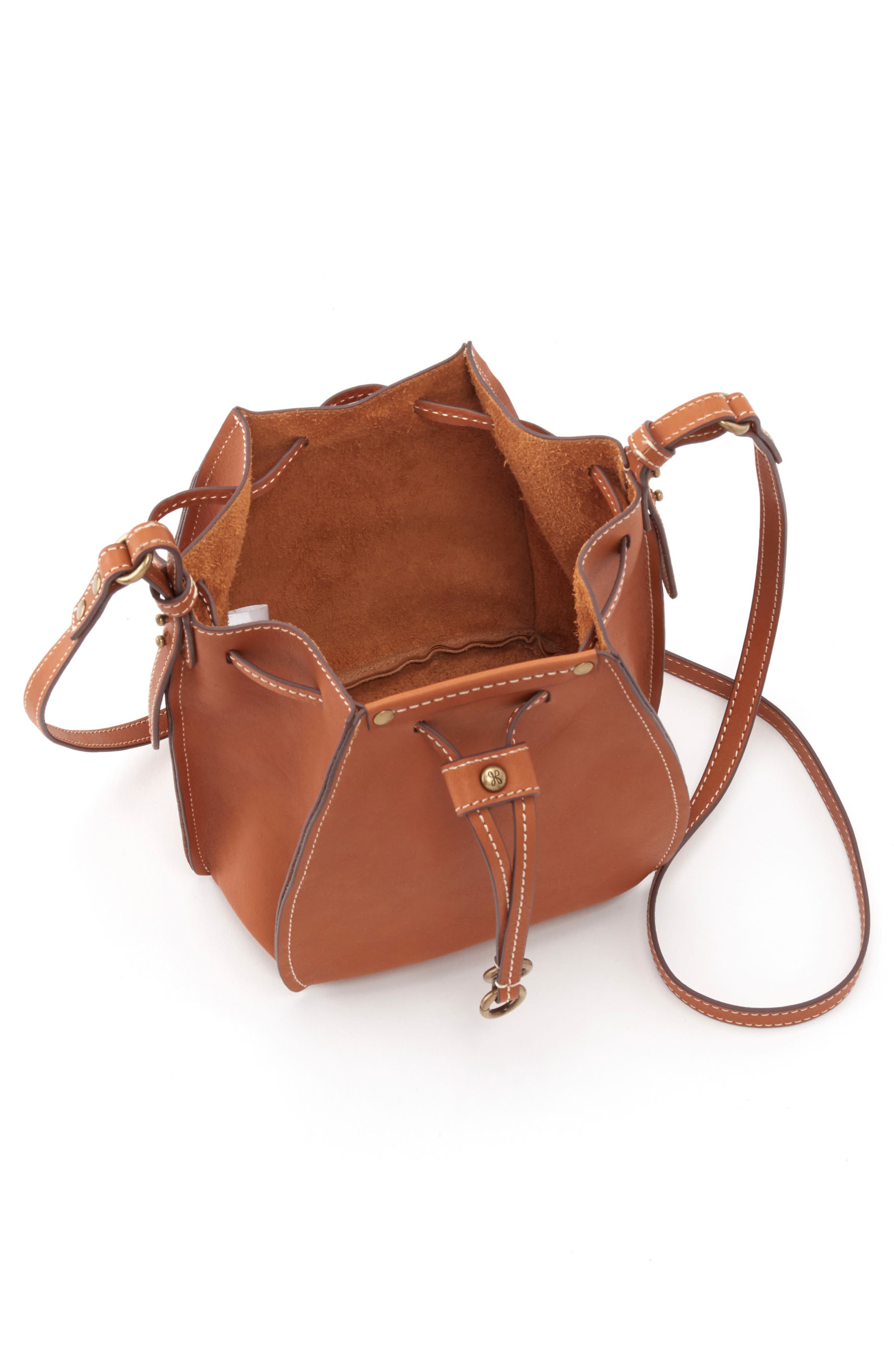 Cinder Drawstring Leather Crossbody Bag, Alternate, color, SADDLE