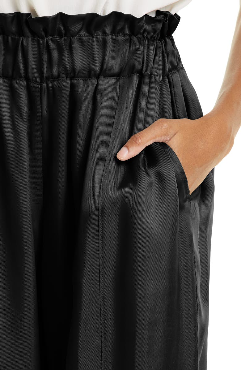 Cinq à Sept Pasha Paperbag Waist Satin Joggers, Alternate, color, Black