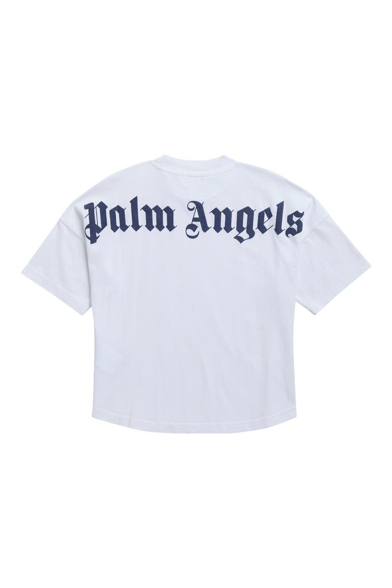Kids' Logo Crewneck T-Shirt, Alternate, color, WHITE/ NAVY BLUE