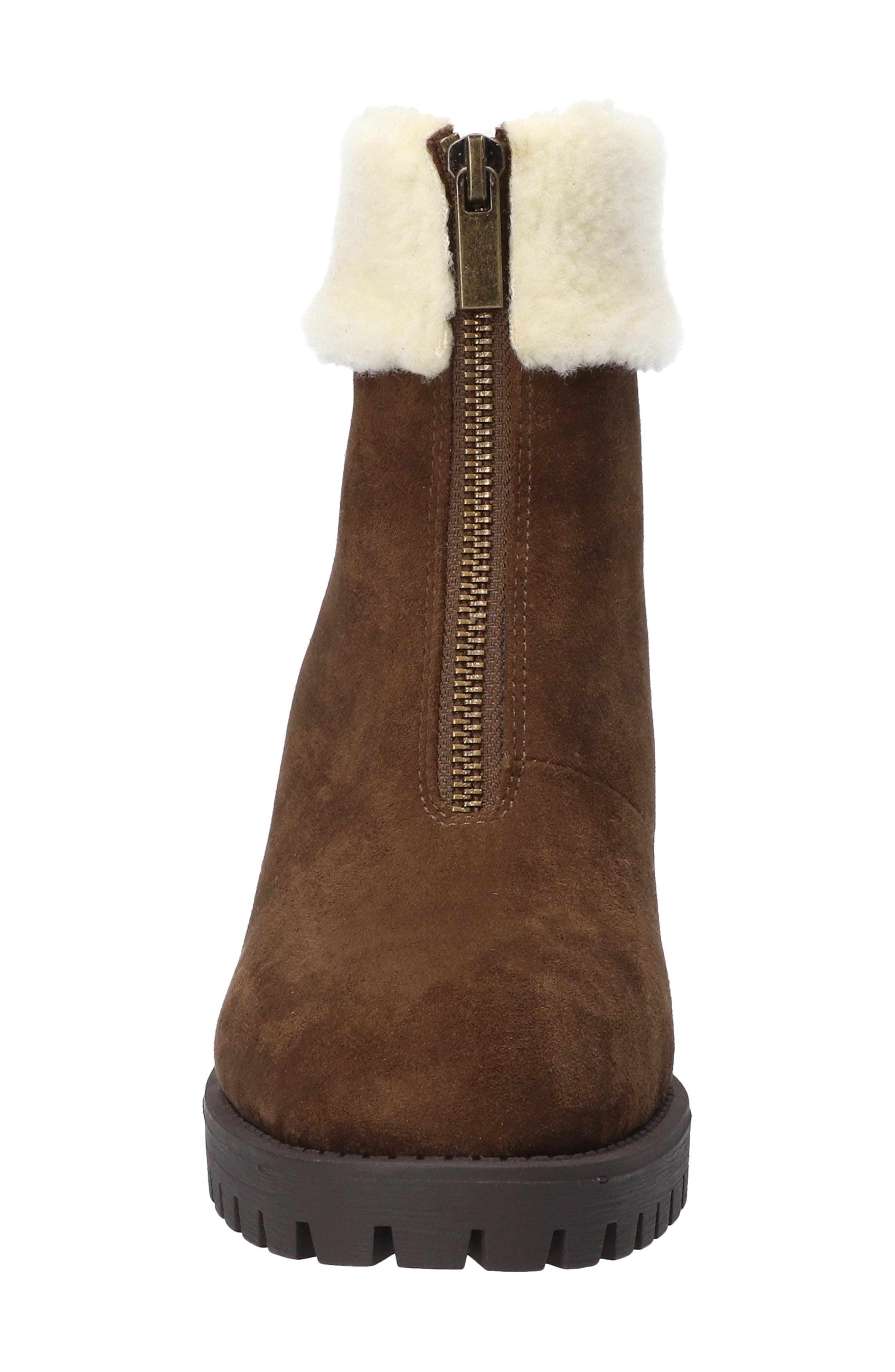 Cable Bootie, Alternate, color, DARK BROWN SUPER SUEDE/ FLEECE