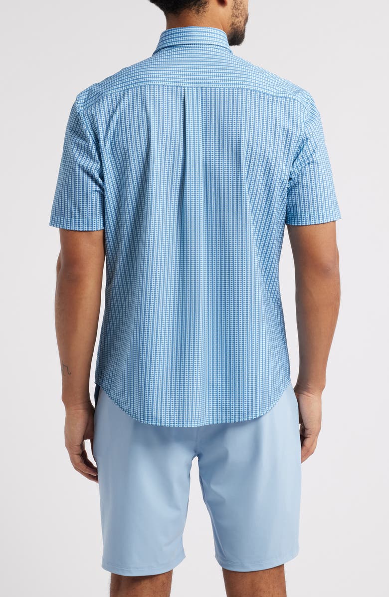 johnnie-O Josiah Geo Stripe Short Sleeve Knit Button-Up Shirt, Alternate, color, Maliblu