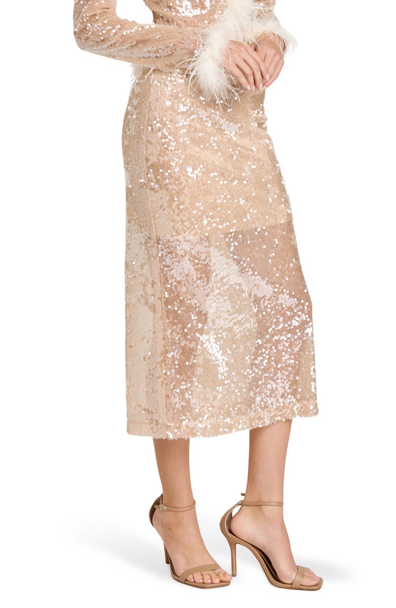 WAYF Coco Sequin Midi Skirt, Alternate, color, Beige