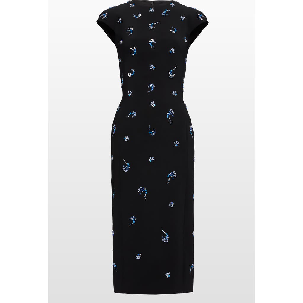 Jenny Packham Hydra Embellished Cap-sleeve Midi Dress In Black