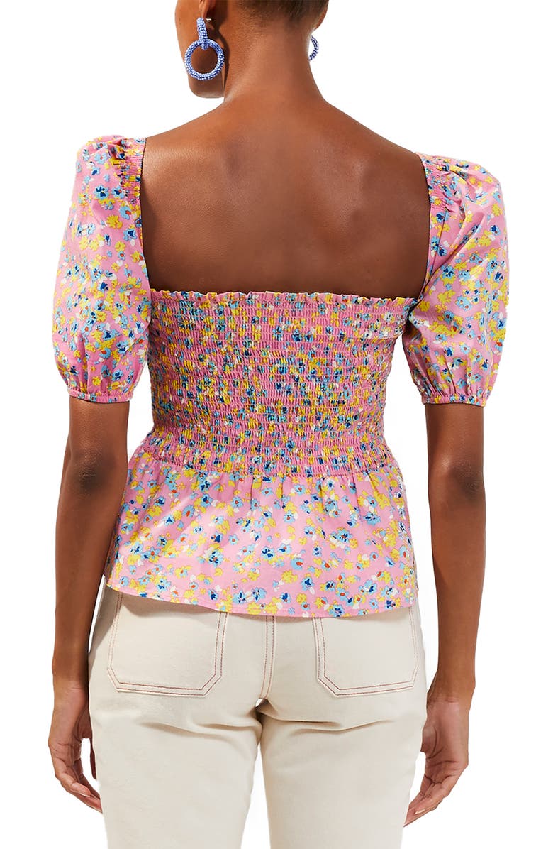 French Connection Stacie Daisy Smocked Puff Sleeve Top, Alternate, color, 