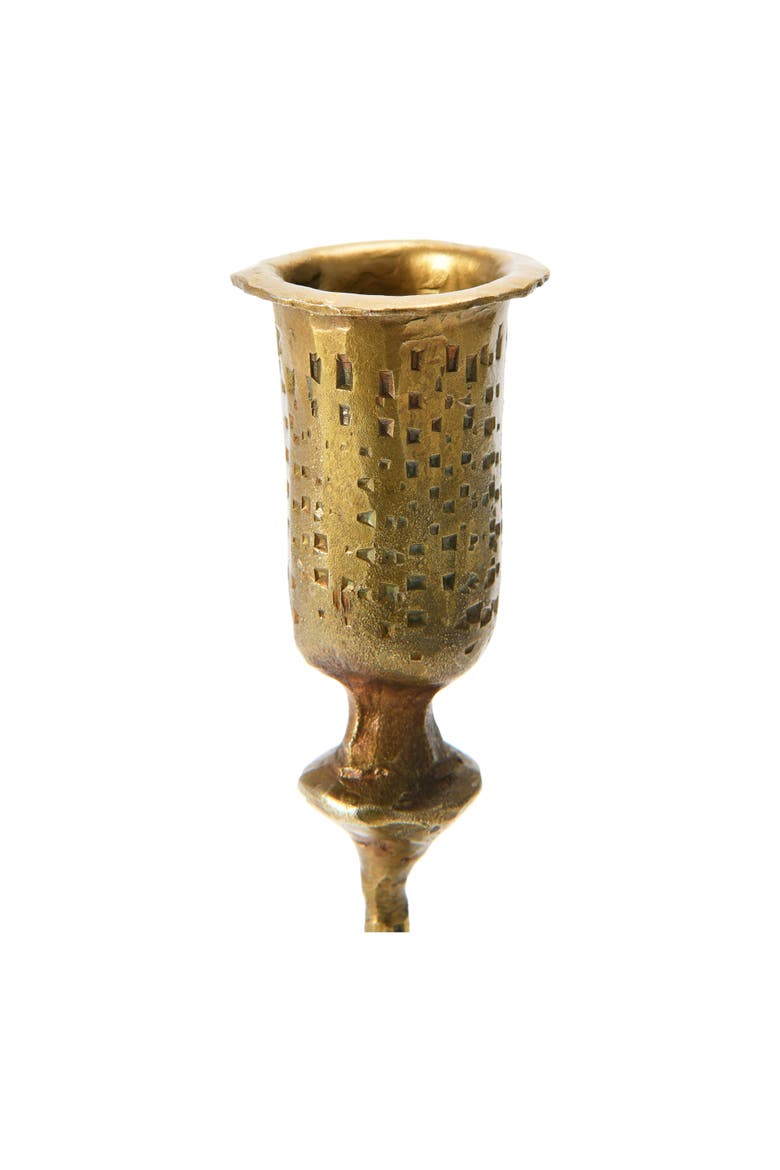 Hand-Forged Hammered Metal Taper Holder, Antique Brass Finish, Alternate, color, Brass