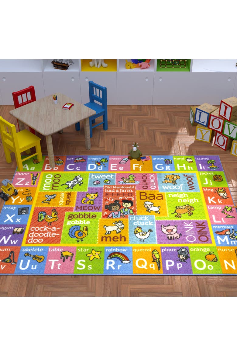 Educational Rug ABC Alphabet Animal Sounds, 8x10' Playmat, Alternate, color, Multicolored