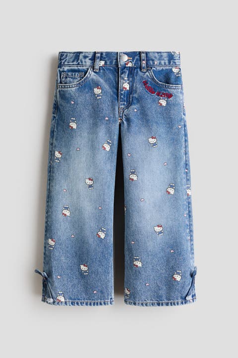 Printed Wide Leg Jeans