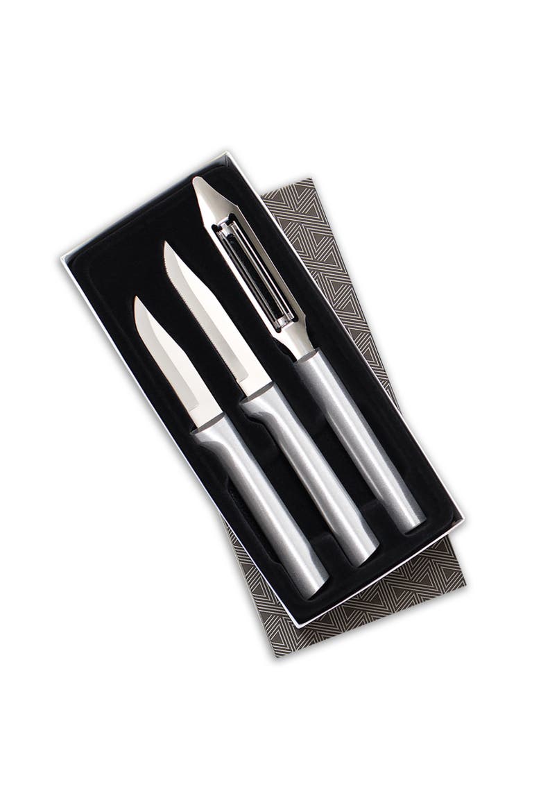 3 Piece Kitchen Basics Knife Set with Gift Box, Main, color, Silver