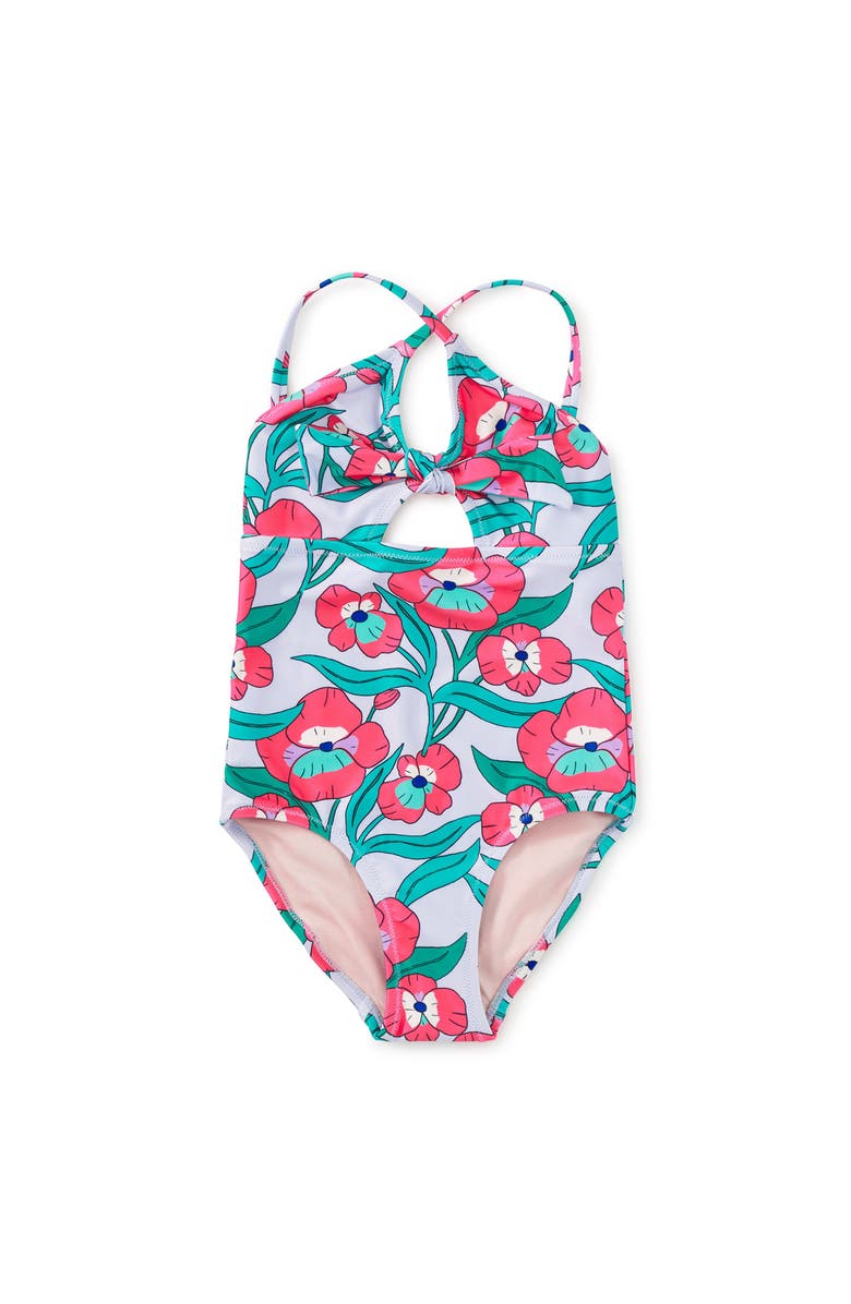 Tea Collection Cut Out One Piece Swimsuit, Main, color, Nouveau Poppy