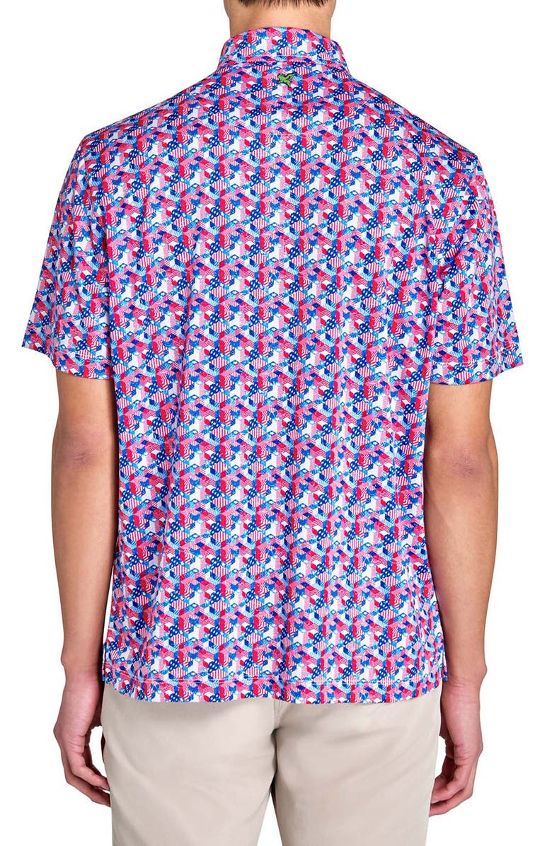 CONSTRUCT Regular Fit Stars & Stripes Recycled Performance Golf Polo, Alternate, color, Blue/Red