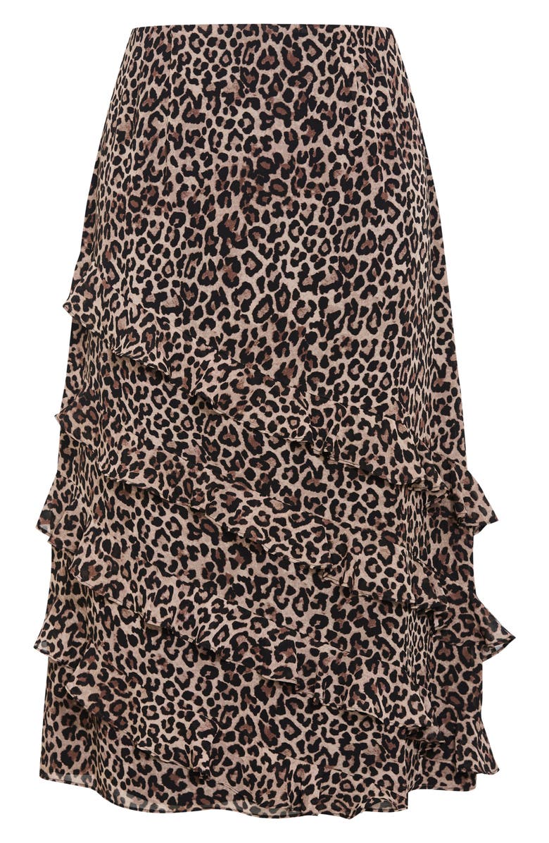 City Chic Skai Leopard Ruffle Maxi Skirt, Alternate, color, Leopard