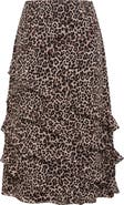 City Chic Skai Leopard Ruffle Maxi Skirt