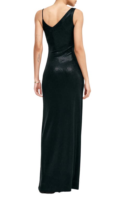 Marcella Liberty Metallic Jersey Gown In Onyx