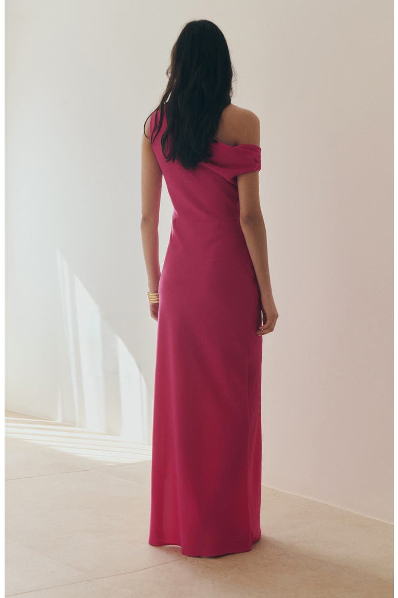 One Shoulder Cocktail Maxi Dress, Alternate, color, FUCHSIA
