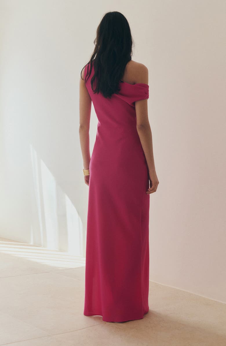 MANGO One Shoulder Cocktail Maxi Dress, Alternate, color, Fuchsia