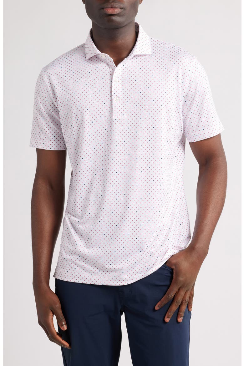 Gambit Card Suit Print PREP-FORMANCE Golf Polo, Main, color, WHITE