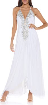 RANEES Plunge Neck Halter Maxi Dress