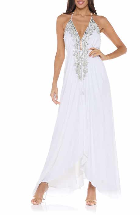 RANEES Plunge Neck Halter Maxi Dress