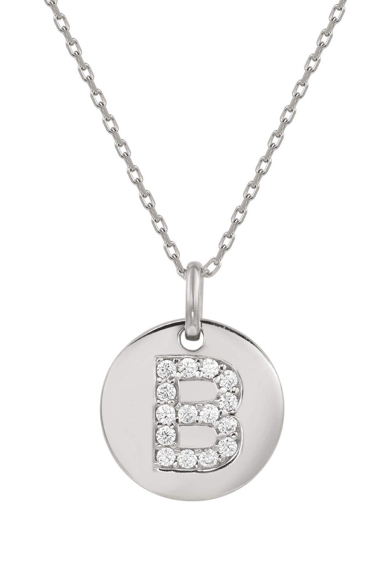 SUZY LEVIAN Cubic Zirconia Initial Disc Pendant Necklace