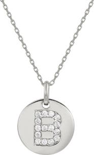 SUZY LEVIAN Cubic Zirconia Initial Disc Pendant Necklace