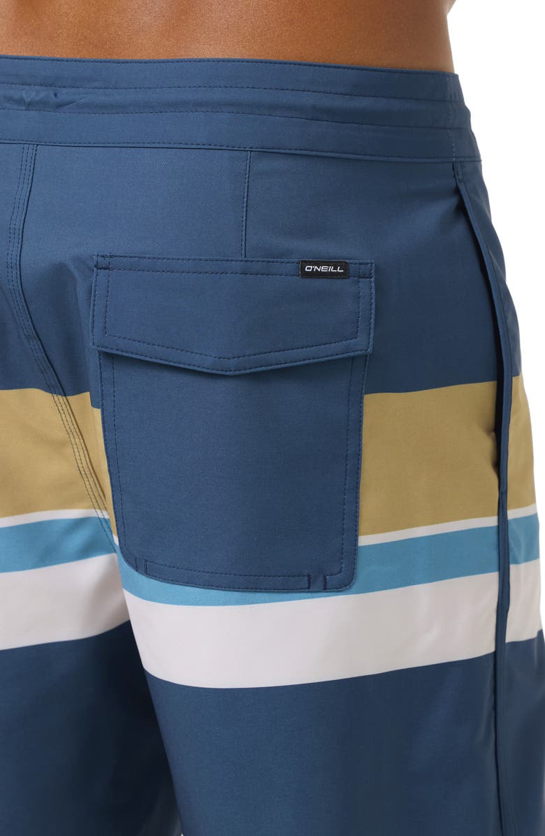 O'Neill Cruzer Stripe Scallop Swim Trunks, Alternate, color, Midnight Navy