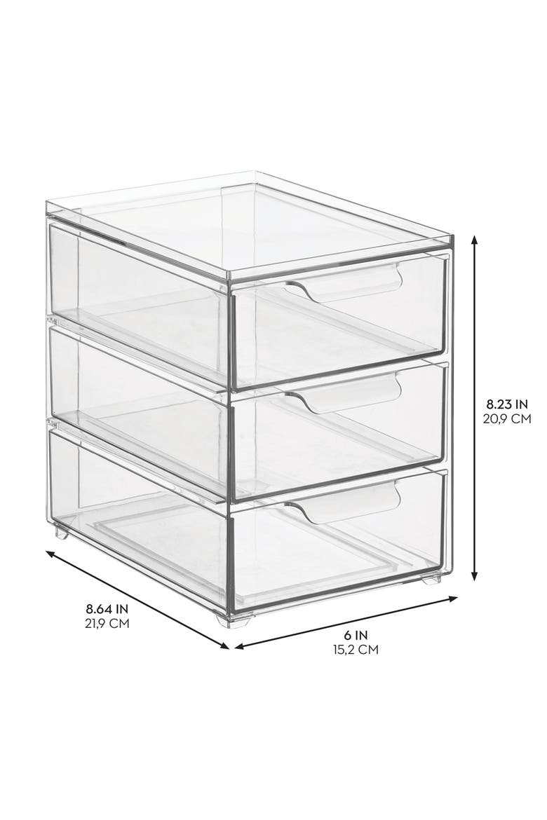3-Drawer Stackable Organizer - Set of 2 - Clear, Alternate, color, Clear
