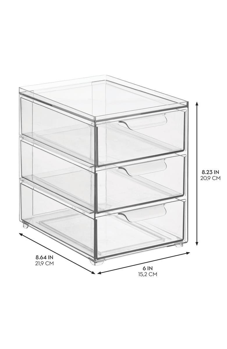 mDesign iDesign 3-Drawer Stackable Organizer for Kitchen or Pantry - Set of 4 - Clear, Alternate, color, Clear