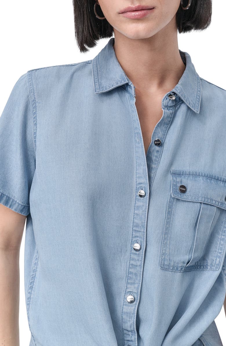 DKNY Tie Front Button-Up Shirt, Alternate, color, 