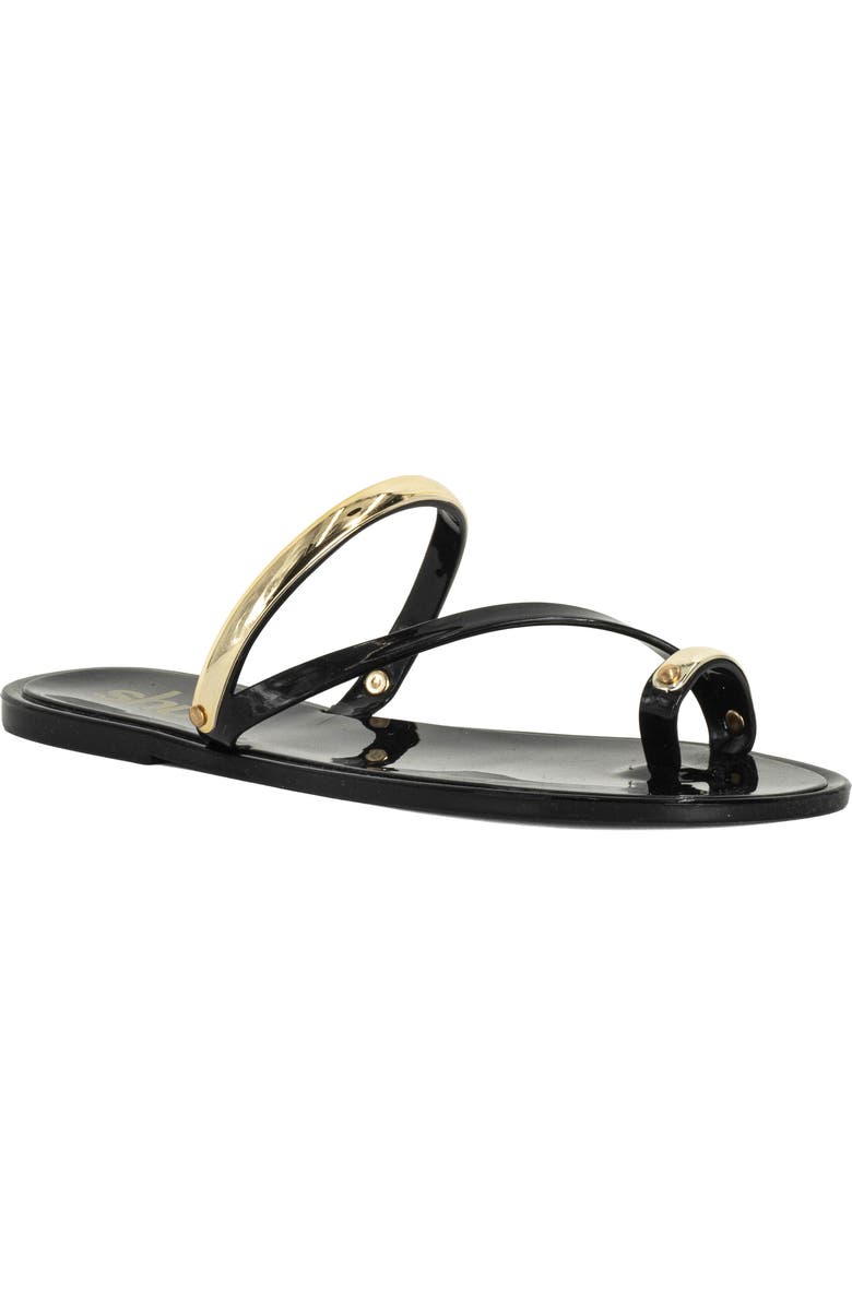 SHUSHOP Dottie Toe Loop Sandal, Main, color, Black