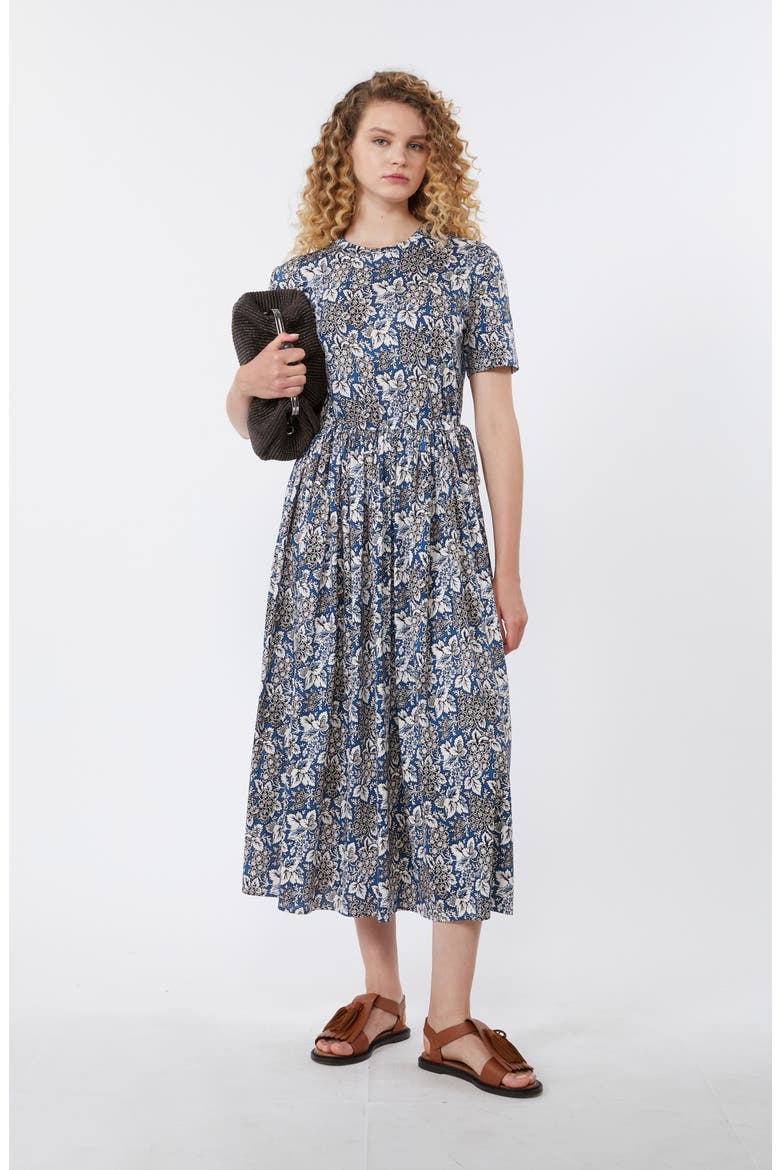 Fascino Floral Print Midi Dress, Alternate, color, LIGHT BLUE