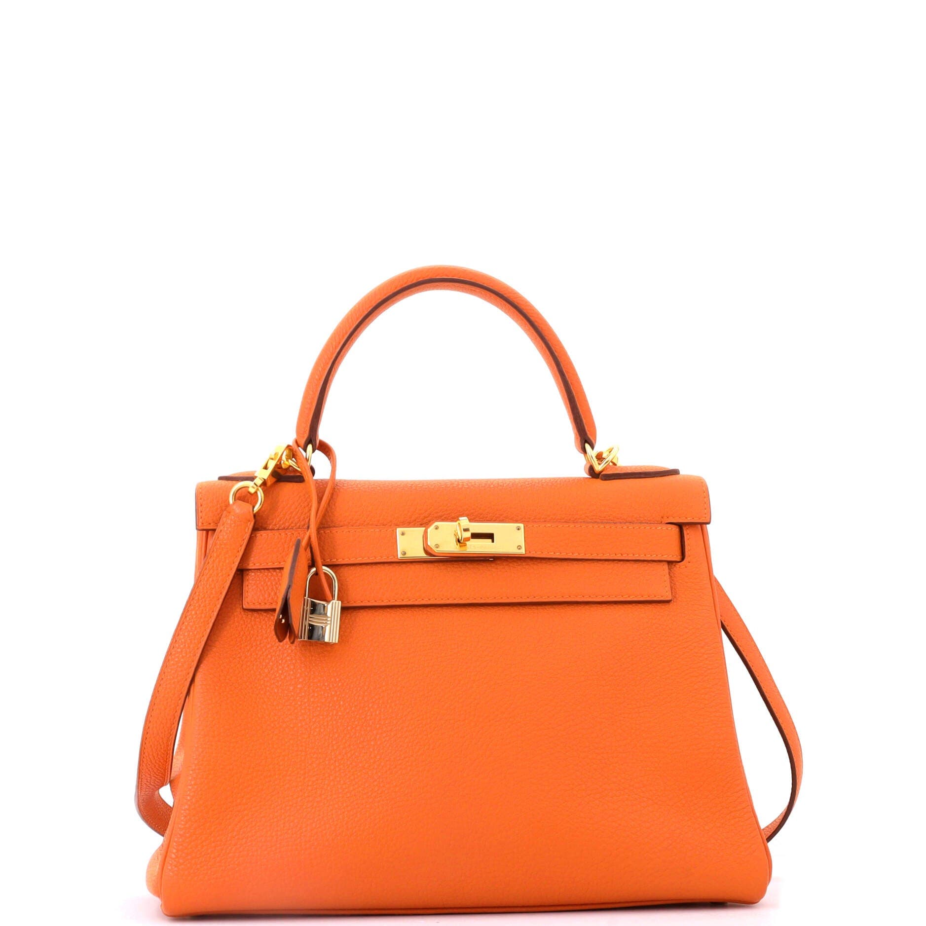 Pre-Owned Hermes Kelly Handbag Orange Togo with Gold Hardware 28, Alternate, color, Orange H