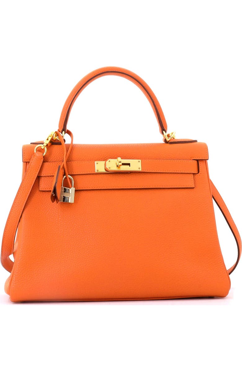 Pre-Owned Hermes Kelly Handbag Orange Togo with Gold Hardware 28, Alternate, color, Orange H